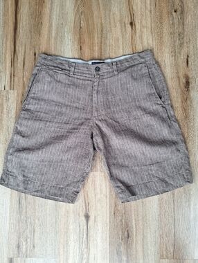 Banana Republic Mens 100% Linen Shorts Size 34 Brown Striped Vacation Beach